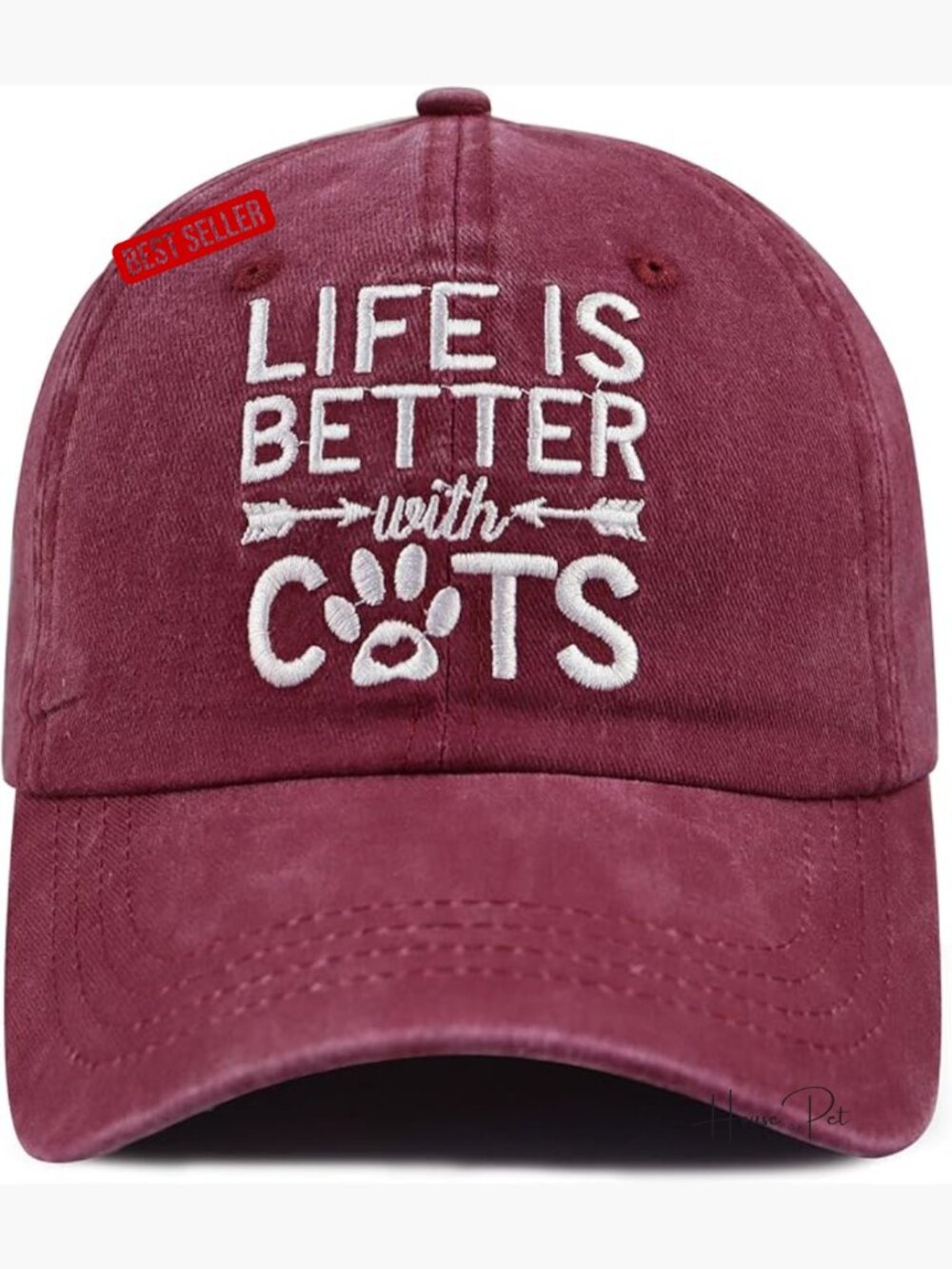 Funny Cat Lover Embroidered 100% Cotton Baseball Cap Adjustable Unisex